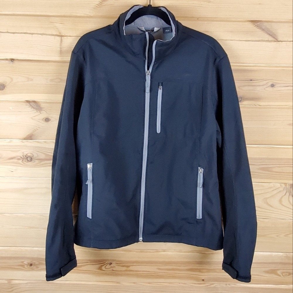 Eddie Bauer Men's Soft Shell Jacket Black Full‎ Zip Fleece Lined Size Large L